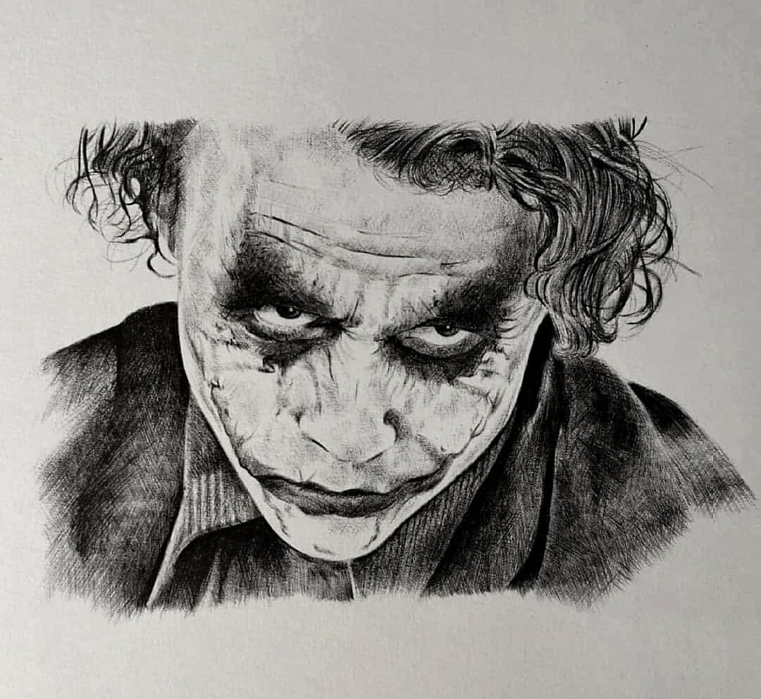 Dessin au crayon du Joker par Romain Gomez, tatoueur à Cahors — ProSkin-R